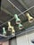 1950s 1950s Rare Stilnovo Linear Chandelier in Brass With Green and Yellow Shades For Sale - Image 5 of 13