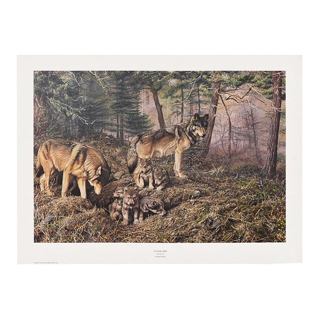 Alan M. Hunt "A Family Affair" Limited Edition Wolf Print, 1991 For Sale