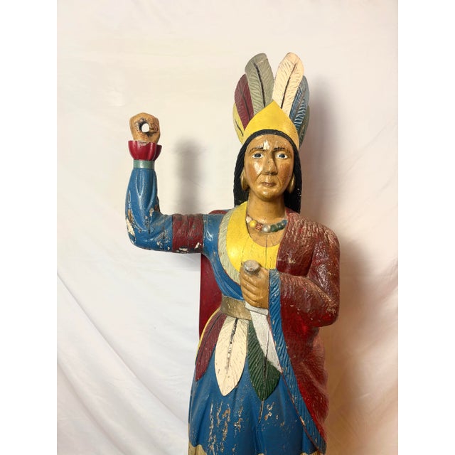 Vintage Hand-Carved Wood Cigar Store Figure – Americana Folk Art For Sale - Image 4 of 13