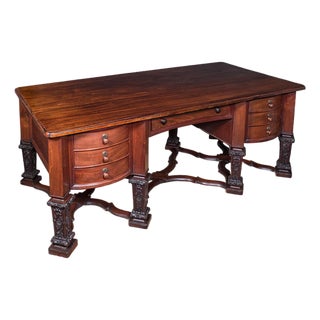 Antique Partner's Desk, English, Bureau Mazarin, Louis XIV Revival, Victorian For Sale