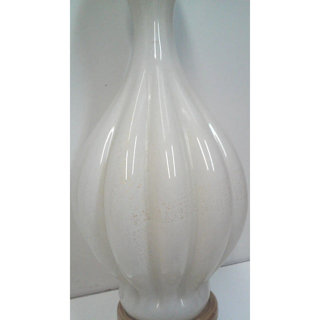 Glass Vintage Murano White Lamp Gold Fleck Table Lamp Italy For Sale - Image 7 of 7