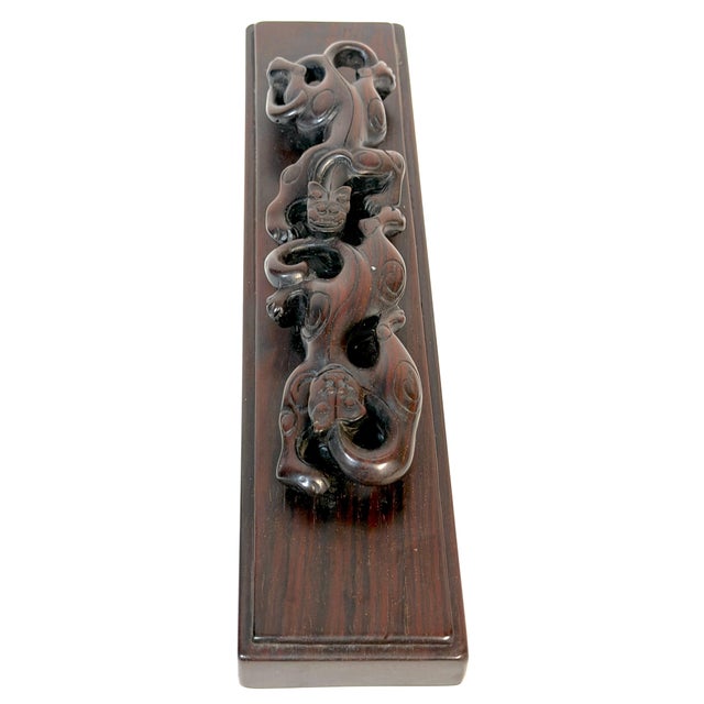 Chinese Scholar's Carved Hongmu Hardwood Qilin Paperweight, Possibly Zitan, Qing For Sale - Image 12 of 16