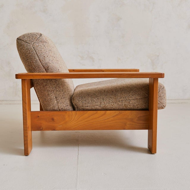Contemporary French Oak Chair Attributed to Maison Regain in Original Upholstery, 1970s - 2 Available For Sale - Image 3 of 11