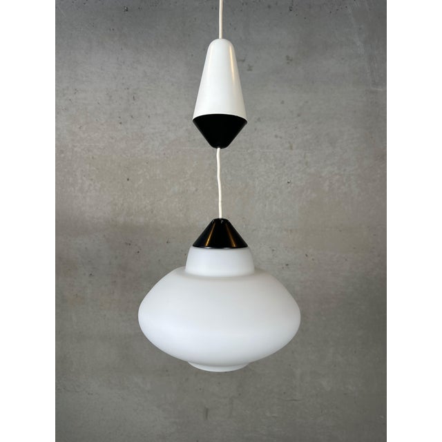 Vintage Opaline Pendant Lamp by Louis Kalff for Philips, 1970s For Sale - Image 12 of 12