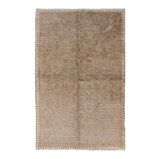Latticework Double Arrow-Head Design Vintage Turkish Tulu Rug in Taupe and Gray For Sale