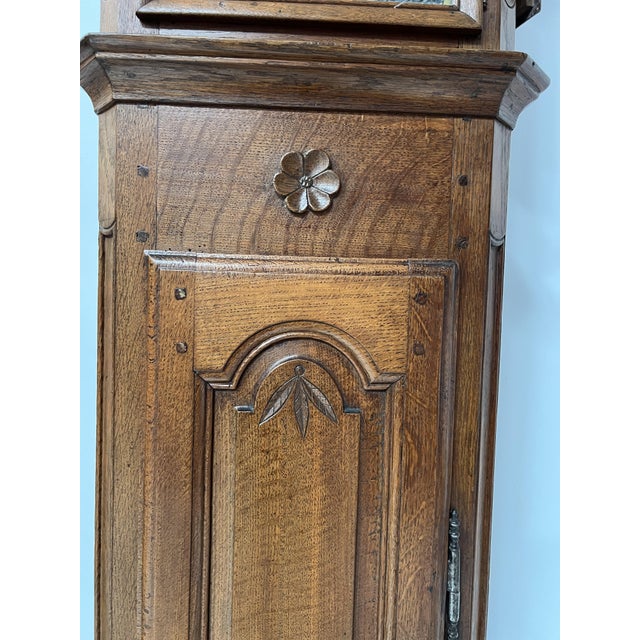 Louis XV Carved Oak Grandfather Clock, 18th Century For Sale - Image 14 of 17
