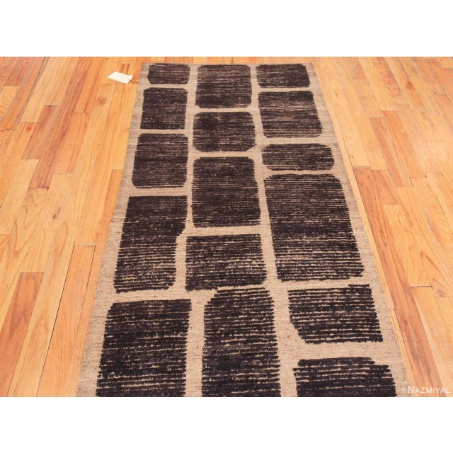2020s Nazmiyal Collection Tribal Primitive Geometric Block Design Modern Runner Rug For Sale - Image 5 of 8