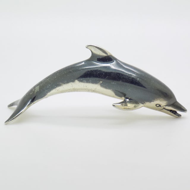 Vintage Italian Handmade Silver 800 Darkened Dolphin Figurine by Saturno, Arezzo, 1980s For Sale - Image 3 of 14