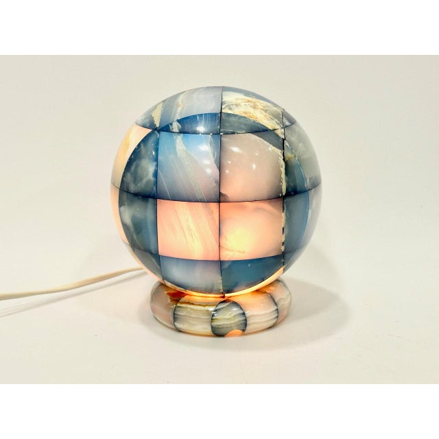 Gemstone Vintage Italian Onyx Ball Table Lamp, 1980s For Sale - Image 7 of 8