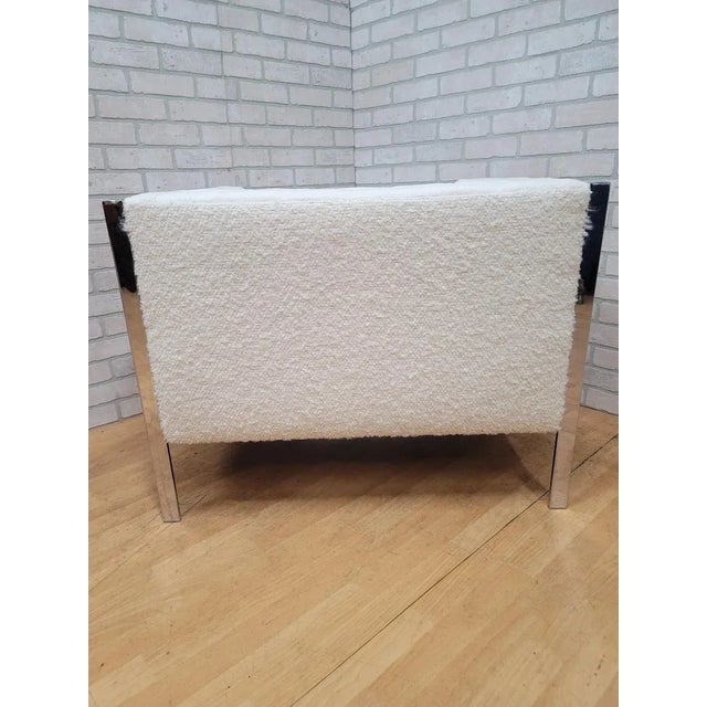 Mid Century Modern Milo Baughman Cube Chair Newly Reupholstered in Boucle For Sale - Image 4 of 5