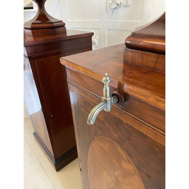 Brown Antique George III Mahogany Inlaid Wine Urns, 1800, Set of 2 For Sale - Image 8 of 18