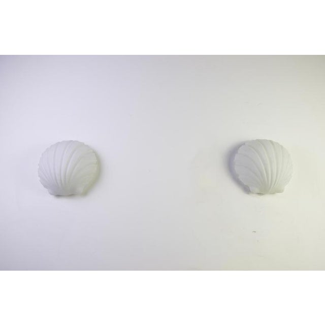 Opaline Glass Shell Wall Lamps from Glashütte Limburg, 1960s, Germany, Set of 2 For Sale - Image 3 of 12