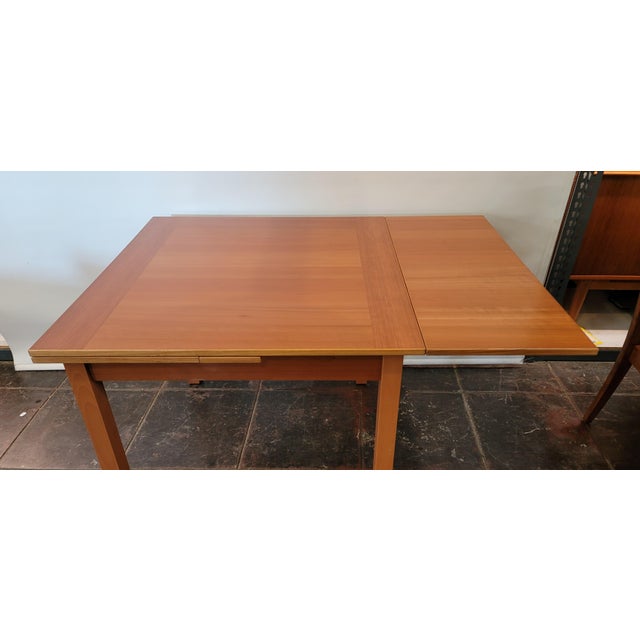 Wood Mid Century Danish Modern Gangso Mobler Teak Draw Leaf Table 66 Open For Sale - Image 7 of 9