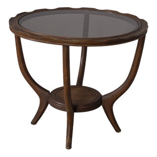 Vintage Italian Wood and Glass Coffee Table, 1950s For Sale
