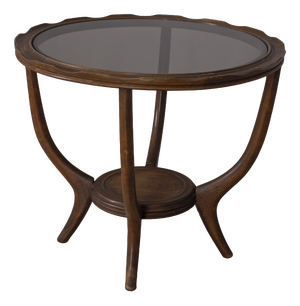 Vintage Italian Wood and Glass Coffee Table, 1950s