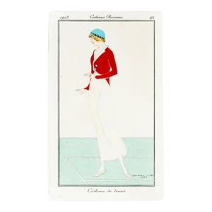 1913 Original French Art Deco Poster, Costumes Parisiens - Costume De Tennis
