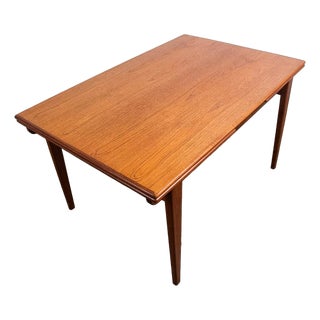 1960s Mid Century Danish Modern Dining Table Denmark Teak Wood Extension Draw Leaf Nm For Sale
