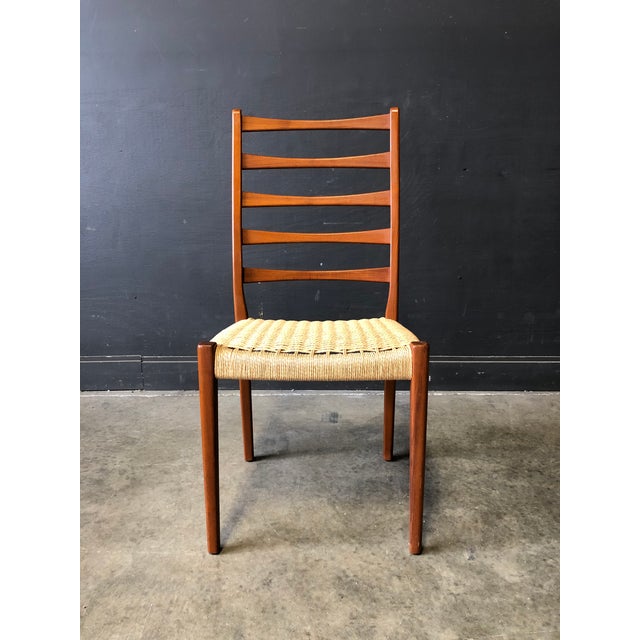 Teak Ladder Back Chairs With Danish Cording by Svegards Markaryd Set