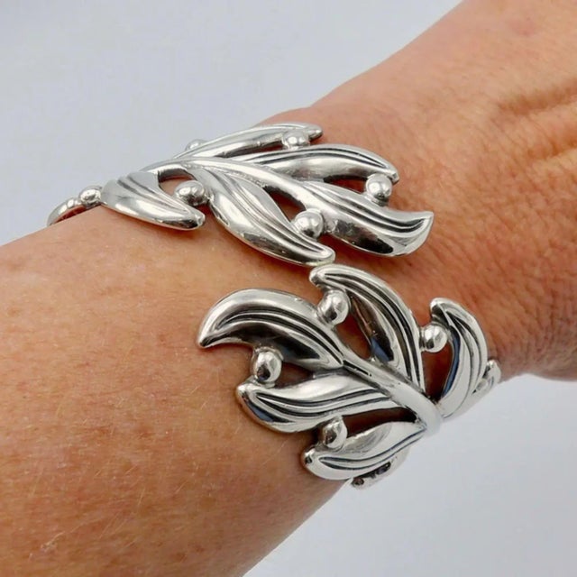 Modern Margot De Taxco Sterling Silver Leaf Bracelet For Sale - Image 3 of 7