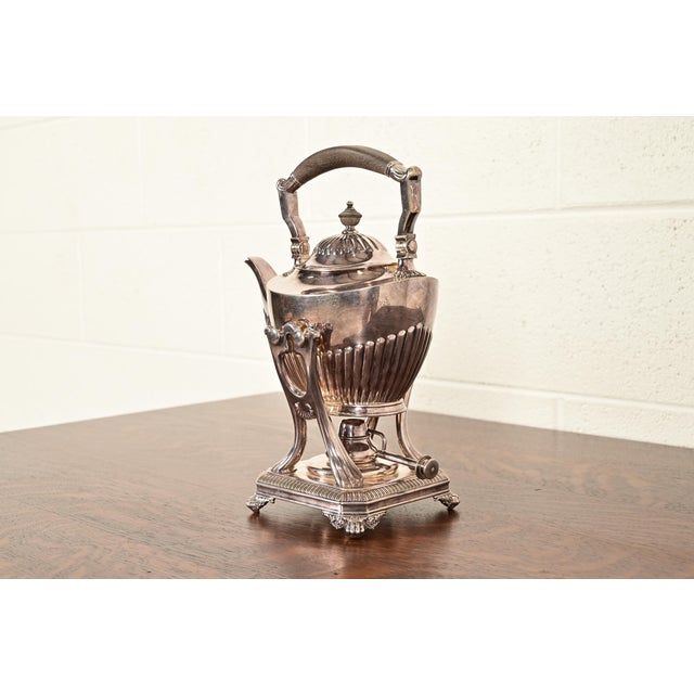 Victorian Early 20th Century Tiffany & Co. Art Deco Silverplate Tea Kettle or Coffee Pot With Boiler For Sale - Image 3 of 16
