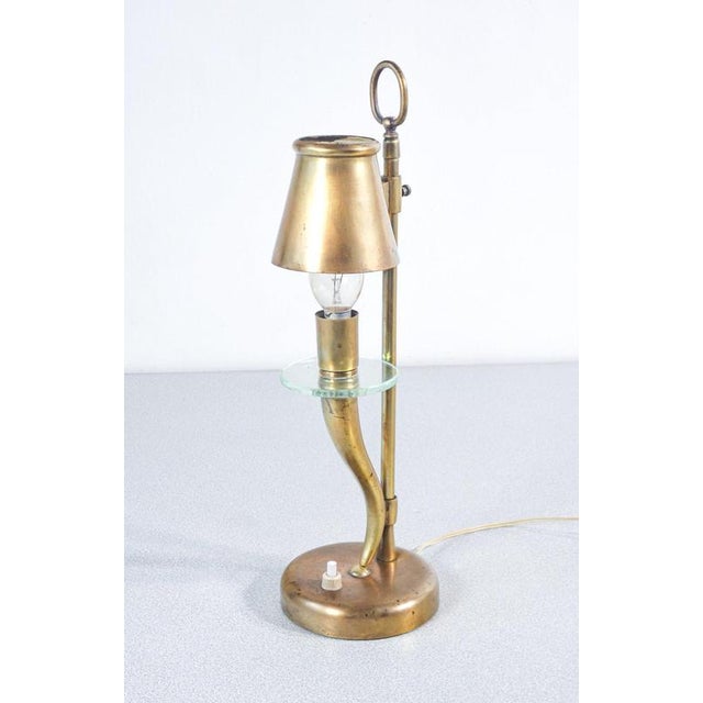 Bronze table lamp in the style of emilio lancia and giò ponti. Height-adjustable lampshade. Italy, 1940s origin italy...