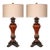 Vintage Neoclassical Revival Faux Walnut Table Lamps — Pair of 30” Architectural Regency Lamps For Sale