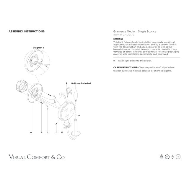 2020s Chapman & Myers for Visual Comfort Signature Gramercy Medium Single Sconce in Gilded Iron For Sale - Image 5 of 5