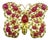 Bochic “Orient” Vintage Natural Multi Ruby & Emerald Butterfly Brooch 18K Gold & For Sale