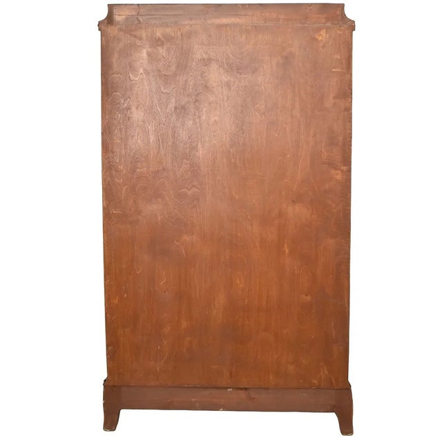 1960s French Style Mahogany 7 Drawer Chest of Drawers Satinwood Inlay Brass Handles For Sale - Image 4 of 6