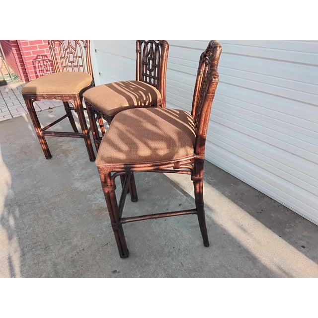 Chinoiserie Lexington Furniture Tropical Chinoiserie Armless Bar Stools - Set of 3 For Sale - Image 3 of 11