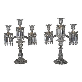 Napoleon III Style Crystal Candelabras from Baccarat, Set of 2 For Sale