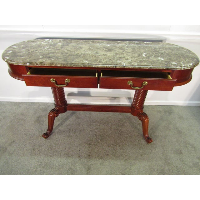 Wood Pennsylvania House Solid Cherry Marble Top Console Table For Sale - Image 7 of 10