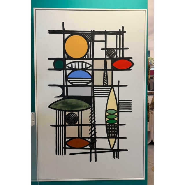 Parisienne artist Patrice Bertin oil on canvas work of art. Bertin draws inspiration from artsit's like Mondrian and...