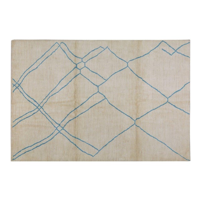 Moroccan Hand Knotted Beni Ourain Rug With Soft Texture,6'8"X9'10" For Sale