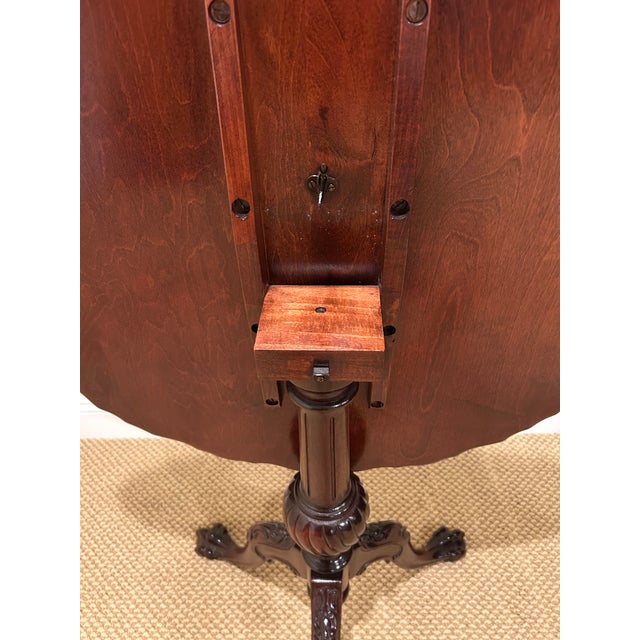 Round Tilt Top Mahogany Side Table With Carved Decorative Border For Sale In Philadelphia - Image 6 of 12