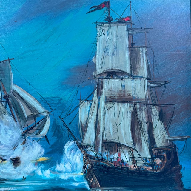 American Glenn Richardson Large Naval Battle Seascape Oil Painting For Sale - Image 3 of 12