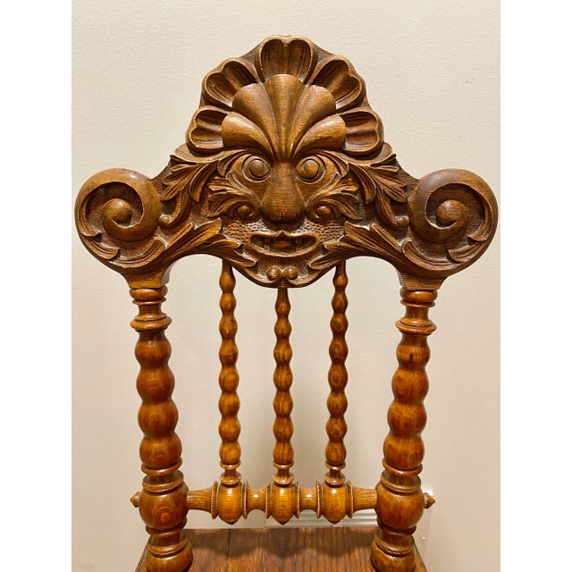 Late 19th Century Black Forest Hand Carved North Wind Chair For Sale In Milwaukee - Image 6 of 12