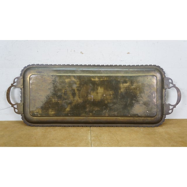 Mid 20th Century Indian Etched Brass Peacock Bird Bar Tray, Cups, Tophy Urn & Candlesticks Set- 10 Pieces For Sale - Image 4 of 14