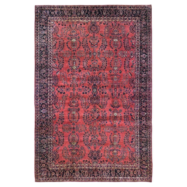 Antique Persian Moharajan Sarouk Red Hand Knotted Wool Rug For Sale - Image 11 of 11