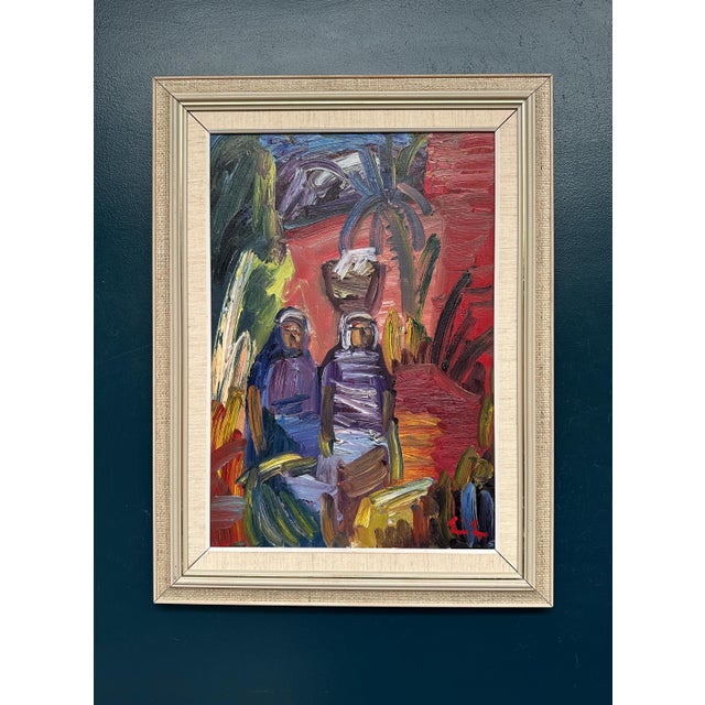 Eric Lo, Villagers, 1950s, Oil on Canvas, Framed For Sale - Image 11 of 11