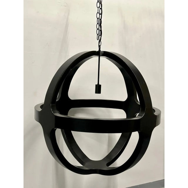 Modern Ebony Circular Chandelier / Lighting Pendant, Contemporary For Sale In New York - Image 6 of 13