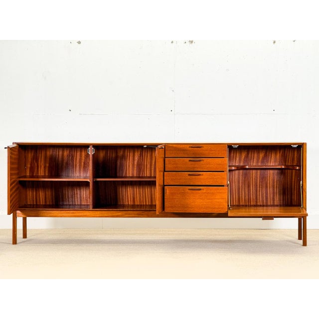 1960s Mid-Century Sideboard with Brown Leather Handles by Meredew, 1960s For Sale - Image 5 of 18