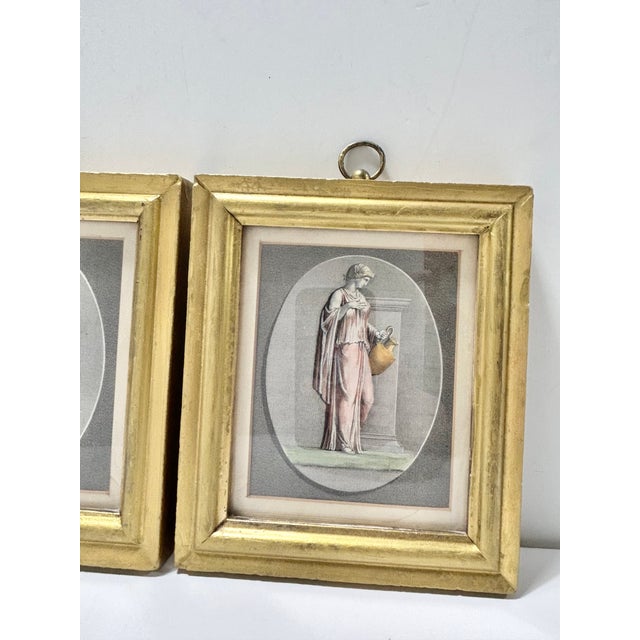 1940s Neoclassical Mercury (Hermes) & Goddess Style Prints, Gilt Frames, Classical Greek Roman Wall Art - a Pair For Sale - Image 10 of 12