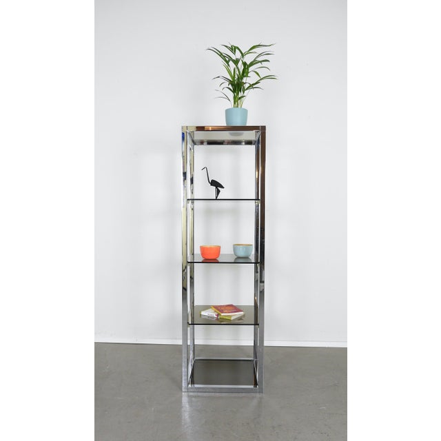 Metal Chrome and Glass Freestanding Shelf in the style of Milo Baughman, Germany, 1970s For Sale - Image 7 of 18