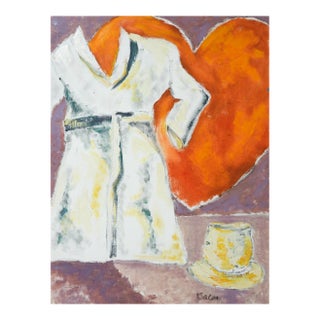 Contemporary Surreal Heart Coffee and Robe Painting For Sale