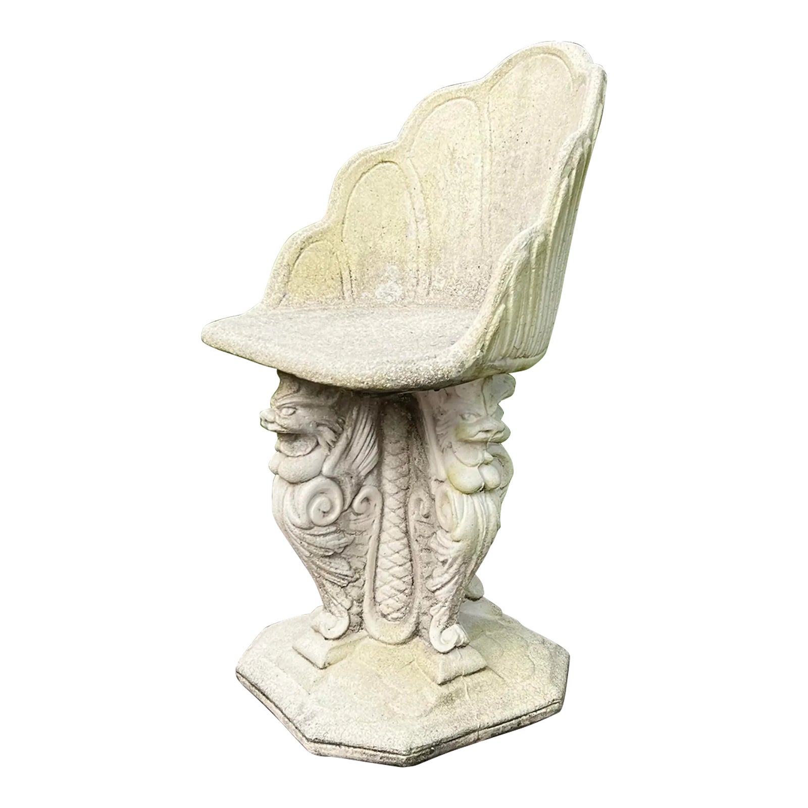 Vintage Grotto Cement Stone Garden Chair | Chairish