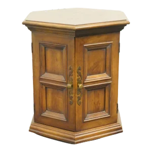 Hekman Furniture Solid Oak Rustic Americana Hexagonal Storage End Table 6725