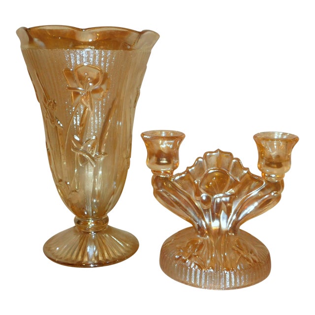 Iris & Herringbone Vase and Candleholder a Pair Chairish