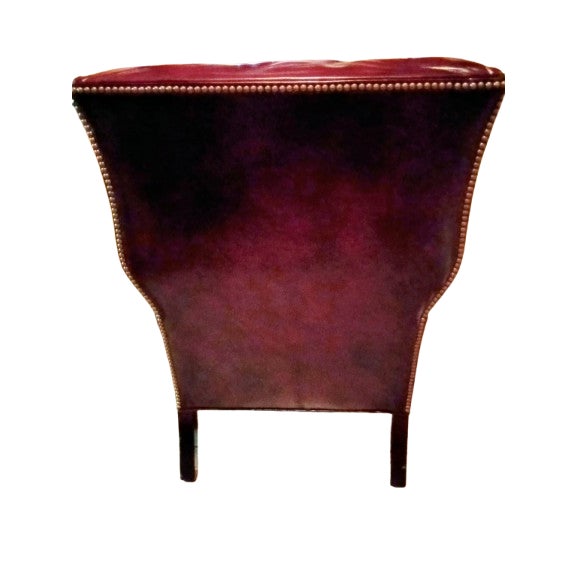 Wood Hancock and Moore Wingback Ball and Claw Leather Chair For Sale - Image 7 of 8