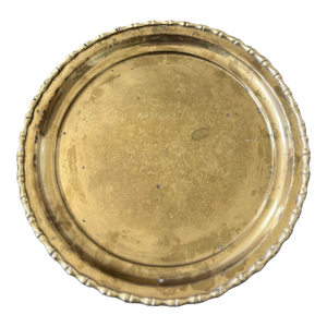 Vintage Engraved Brass Christmas Tray With Faux Bamboo Accent "Love Mom"